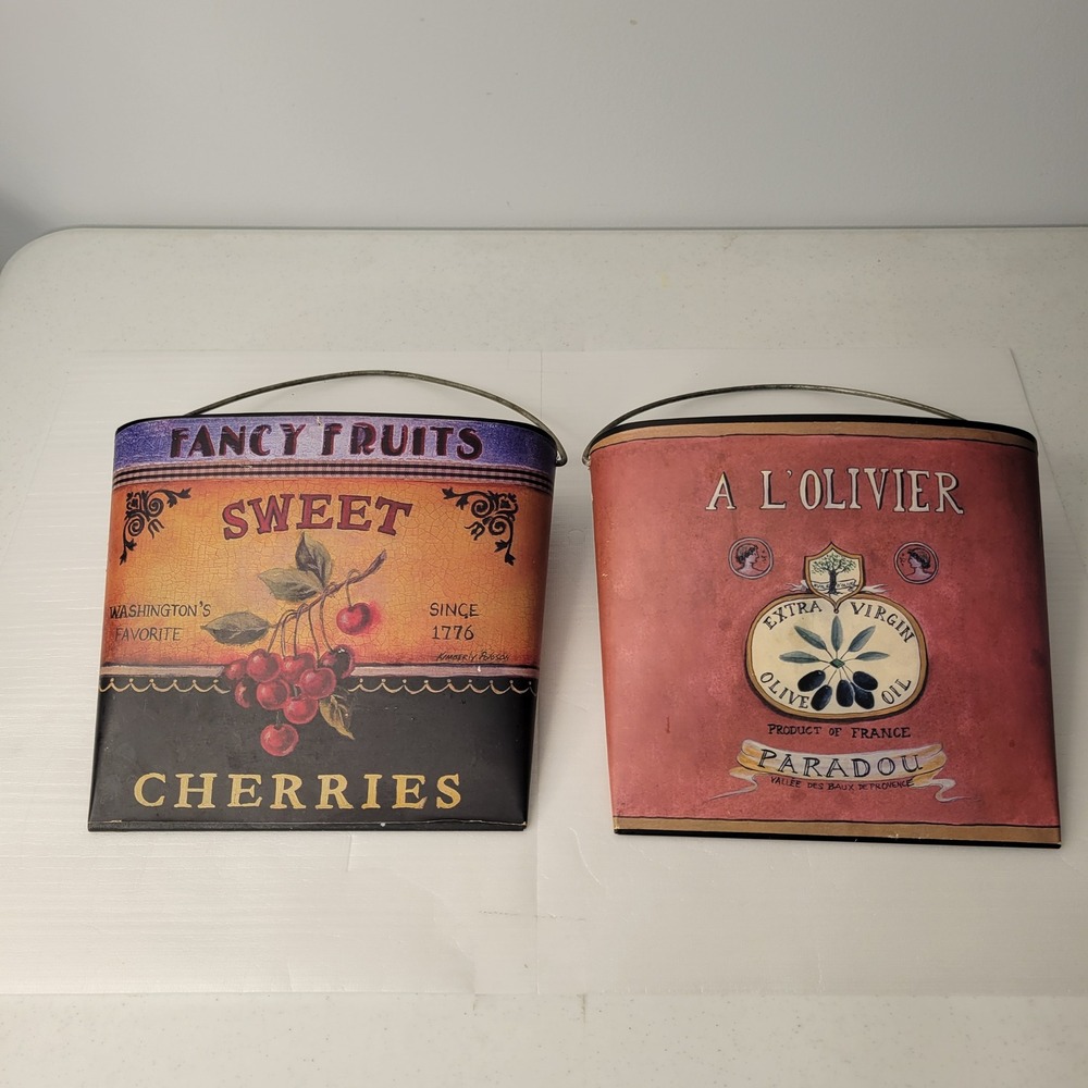 Gracey Knight Kimberly Poloson Wall Pockets Set 2 Vintage Style Fruit Olive Oil